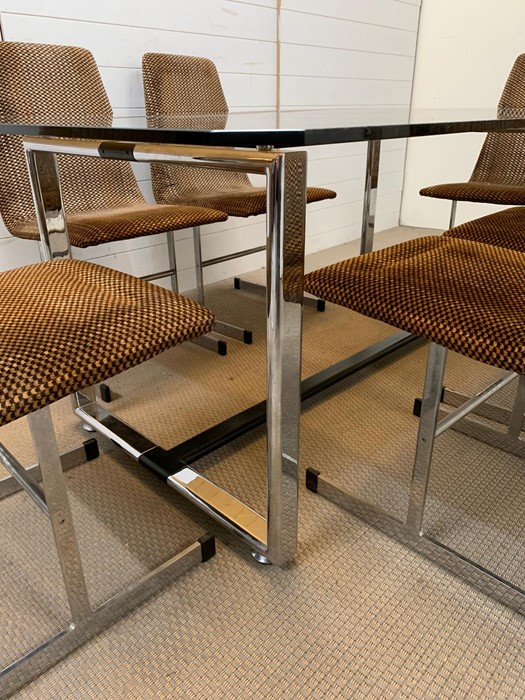 Pieff Lisse dining table and chairs, mid century 1970's with original fabric and chromed steel frame - Image 3 of 6