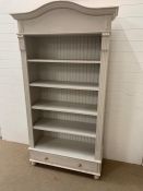 A painted pine shelving unit with drawers under (H202cm W108cm D42cm)