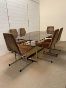 Pieff Lisse dining table and chairs, mid century 1970's with original fabric and chromed steel frame