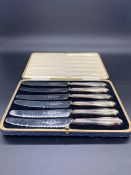 A Boxed set of silver handled butter knives