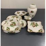 A selection of Hammersley "Strawberry Ripe" bone china by Spode to include ginger jar, serving