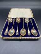 Box set of six silver golf themed teaspoons