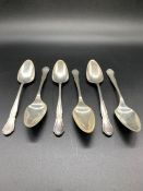 Six Hallmarked silver Grapefruit spoons, 1960's, makers mark EV (155g)