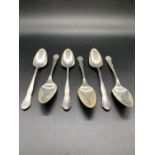 Six Hallmarked silver Grapefruit spoons, 1960's, makers mark EV (155g)