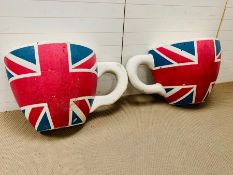 A Pair of Polystyrene Union Jack Decorated Tea Cups