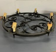 Wrought iron chandelier with six candle style lights