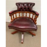 Chesterfield captains chair with height adjustable, in red leather