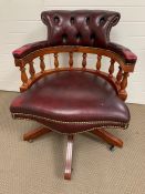 Chesterfield captains chair with height adjustable, in red leather