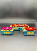 A Selection of Four Matchbox Superfast Diecast Vehicles No 41 Ford GT, No 20 Lamborghini Marzal,