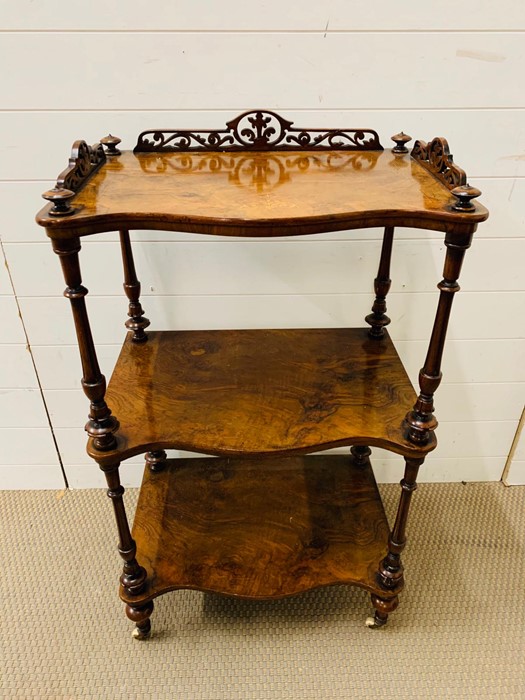 A Regency style three tier whatnot with scroll detailing to back - Image 2 of 2