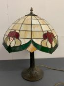 Tiffany style lamp with tree design to base (H53cm W42cm)