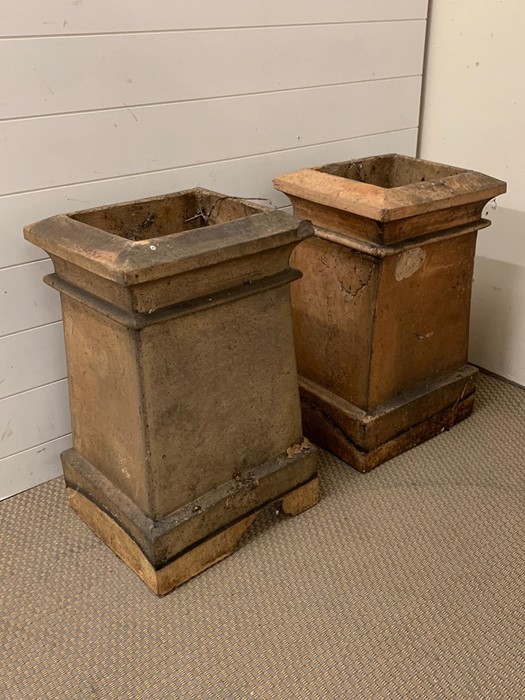 Pair of reclaimed square chimney pots