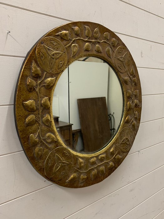 An Art Nouveau Brass Mirror (55cm in diameter)