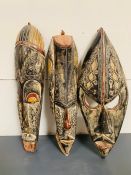 A Selection of Three Zimbabwean Tribal Masks