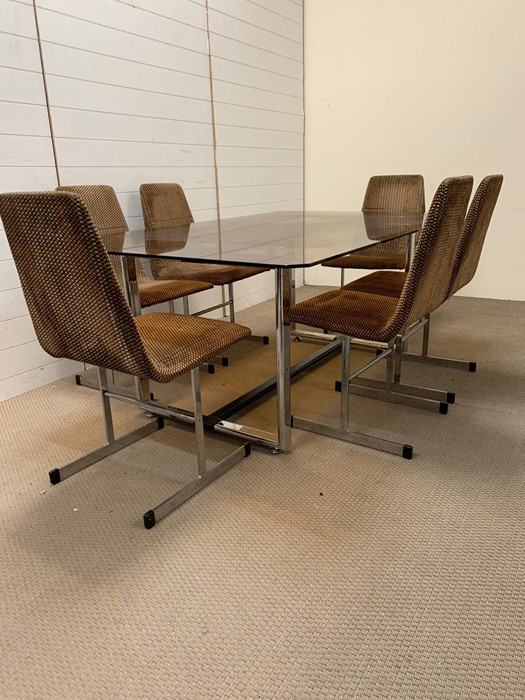 Pieff Lisse dining table and chairs, mid century 1970's with original fabric and chromed steel frame - Image 2 of 6