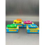 A Selection of Four Matchbox Superfast diecast vehicles No 67 Volkswagen 1600 TL, No 18 4 x 4
