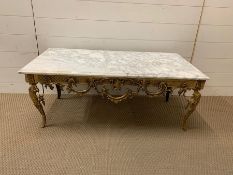 A brass ornate frame marble table (H38cm W100cm D50cm)