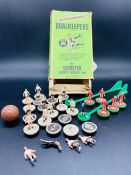 A Boxed collection of Subbuteo players including goalkeepers.