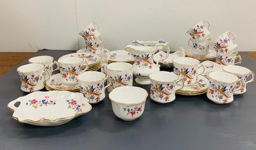 A selection of Hammersley china decorated with exotic birds and flowers