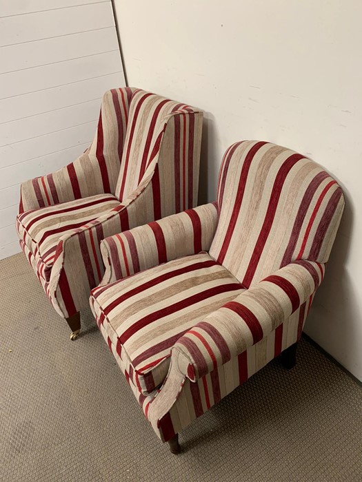 Two Striped Arm Chairs, His and Hers - Image 2 of 2