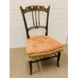 Childs painted chair with upholstered button seat pad