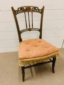 Childs painted chair with upholstered button seat pad