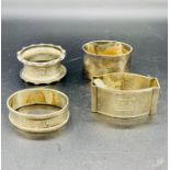 Four Individual Hallmarked Silver Napkin Rings