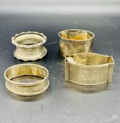 Four Individual Hallmarked Silver Napkin Rings