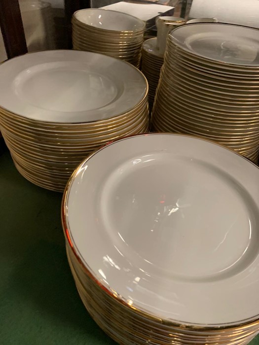 English fine china dinner service, white with gold rim