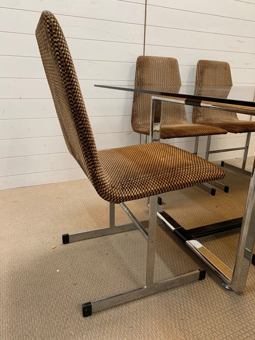 Pieff Lisse dining table and chairs, mid century 1970's with original fabric and chromed steel frame - Image 6 of 6