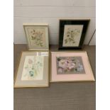 A Selection of Four Floral Themed Watercolours