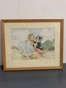 Watercolour of two cats dancing signed bottom right Louis Wain