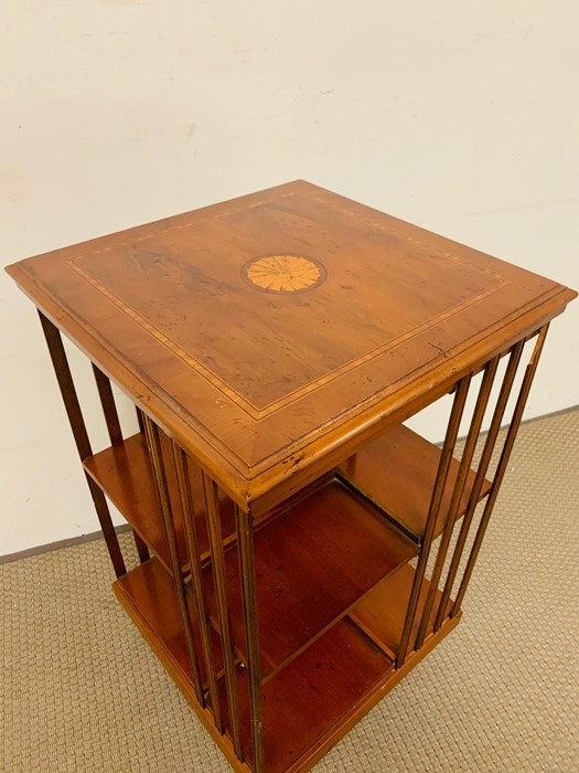 Inlaid mahogany square revolving bookcase (H80cm Diam 47cm) - Image 2 of 2