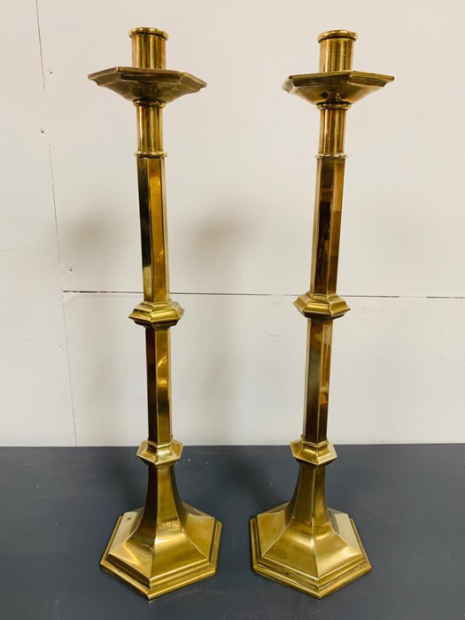 A Substantial Pair of Church Brass Candlesticks (58 cm)