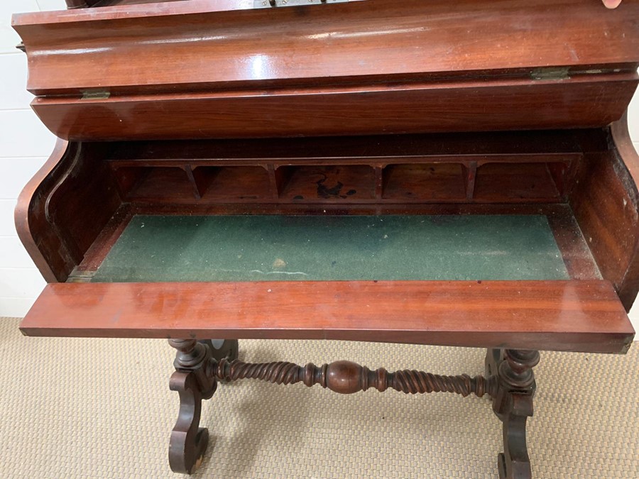 A mahogany writing table with an arrangement of drawers on scroll legs - Image 2 of 4