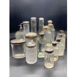 A Large Selection of Silver Topped Jars and Bottles