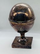 Caviar server in the form of an egg made by St James in Brazil (H28cm W18cm) (glass liner missing)