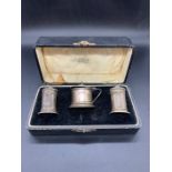 A Hallmarked Silver cruet set by T & S, Birmingham mark, boxed.