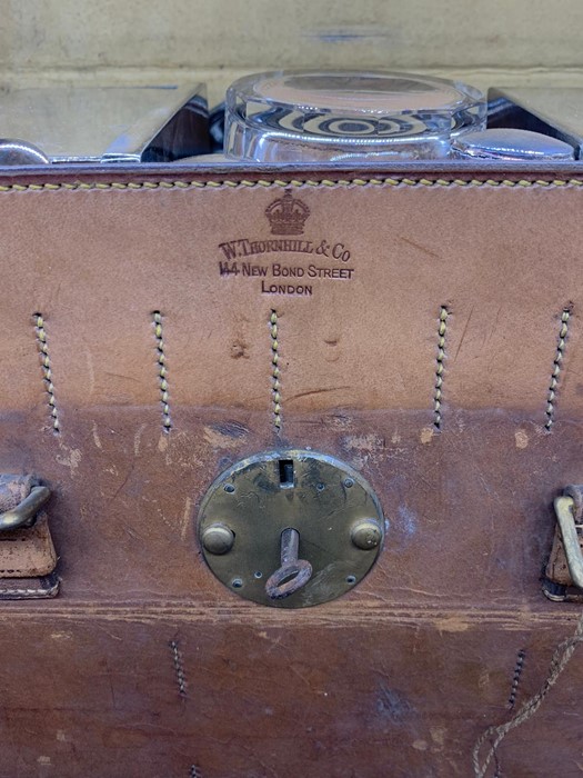 A Leather Cased Hunting Picnic Set by W Thornhill & Co, monogrammed with a C. - Image 3 of 7