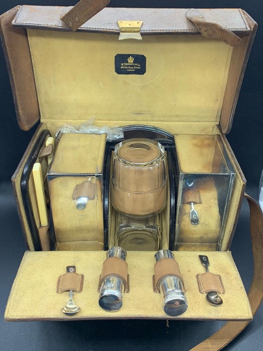 A Leather Cased Hunting Picnic Set by W Thornhill & Co, monogrammed with a C. - Image 7 of 7