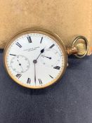 A Hamilton and Inches Pocket watch, gold filled, Marked inside Kew A 80-5 31038 To The Admiralty