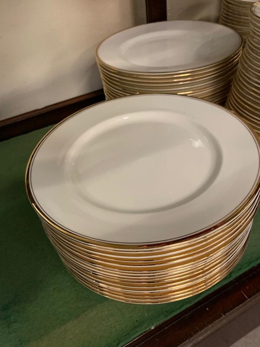 English fine china dinner service, white with gold rim - Image 3 of 3