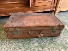 Vintage leather travel suitcase