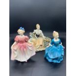 Two Royal Doulton bone china figures "A Child from Williamsburg 1963"," Sweeting 1935" and a