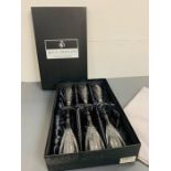 Royal Doulton boxed hand out lead crystal, Dorchester flute glasses set of six (180ml)