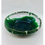A green and white Studio Pottery bowl approx. 25cm diameter