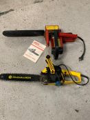 Two electric chainsaws by McCulloch and Saftstop