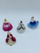 Four Royal Doulton miniature figurines to include Rachel, Victoria, Elaine and Christine