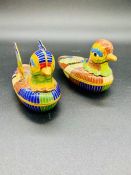 Two Cloisonné enamel models of ducks