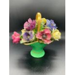 A crown bone china basket of flowers